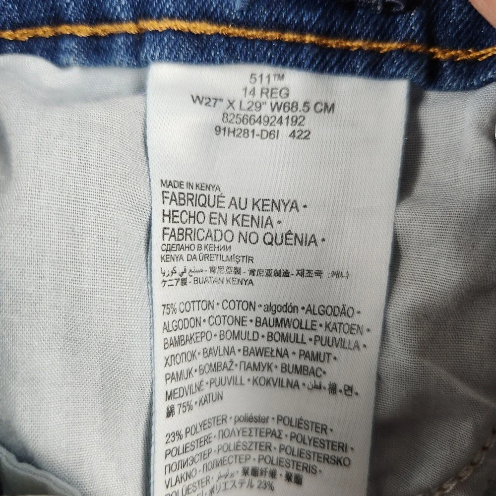 Levi's‎ 511 Jeans Boys 14 Blue Denim Medium Wash Performance Slim Straight Leg